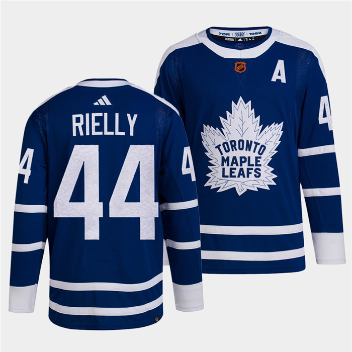 Men's Toronto Maple Leafs Black #44 Morgan Rielly Blue 2022 Reverse Retro Stitched Jersey